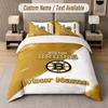 Set Biancheria da Letto Personalizzato Modello Boston Bruins, Stampa Nome Testo 1 Copripiumino più 2 Federe Tessile per la Casa