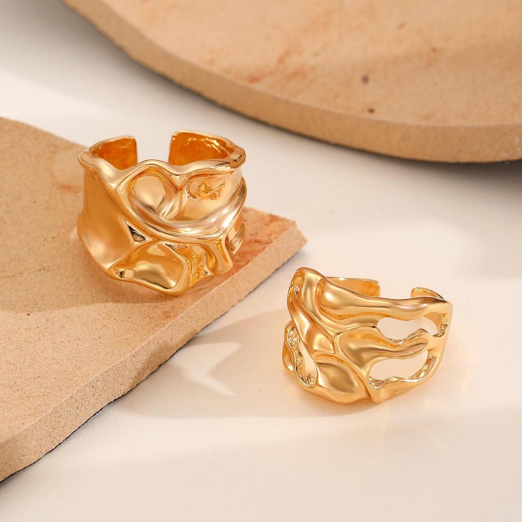 Hot-Selling Luxury Open Ring: High-End Minimalist Wide Band Alloy Index Finger Ring In European & American Style