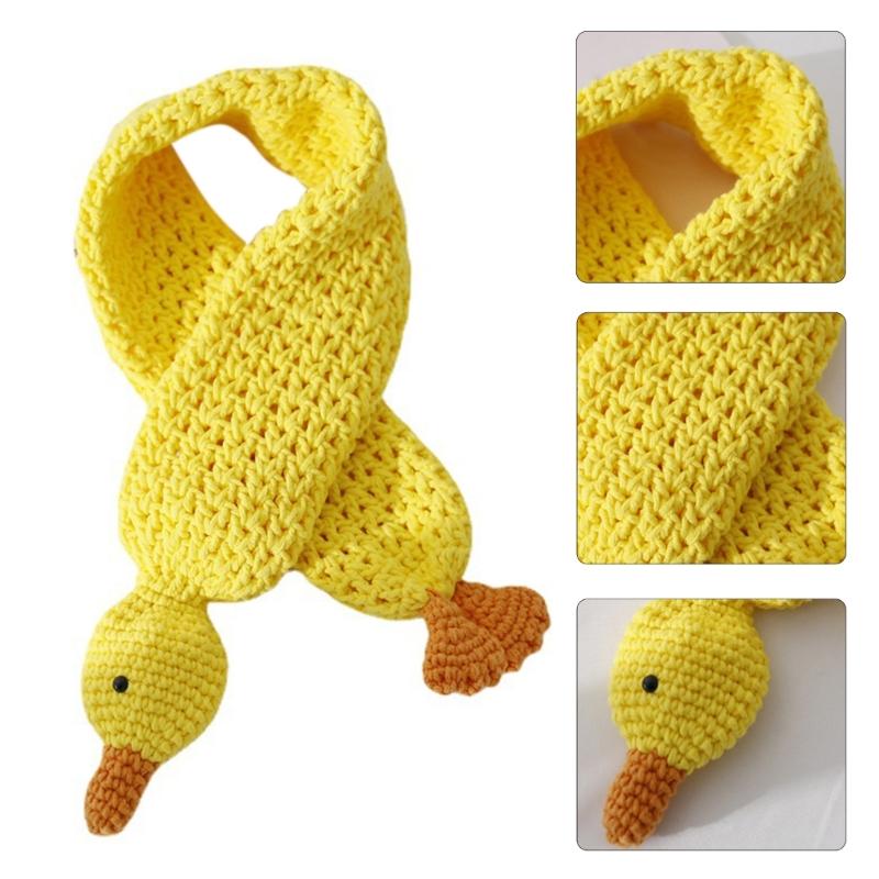 Handcrafts Cartoon Knit Scarf Cute Duck Designs Soft Woolen Scarves Wrap for Kids and Teens Winter Cozy Warm Neck Warmer