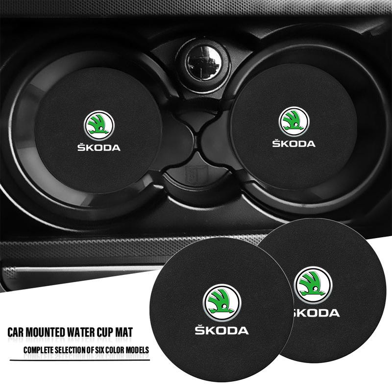 1/2 st Biltillbehör Halkskyddande Insats Mugghållare Underlägg För Skoda Octavia Superb Rapid Kodiaq Karoq Fabia Kamiq Roomster Citigo