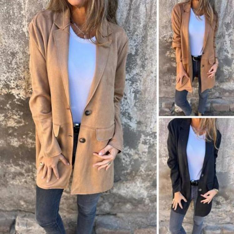 Warm Lady Winter Coat Mid Length Single Breasted Turn Down Collar Long Sleeves Pure Color Fake Pocket Outerwear Jacket Overcoat