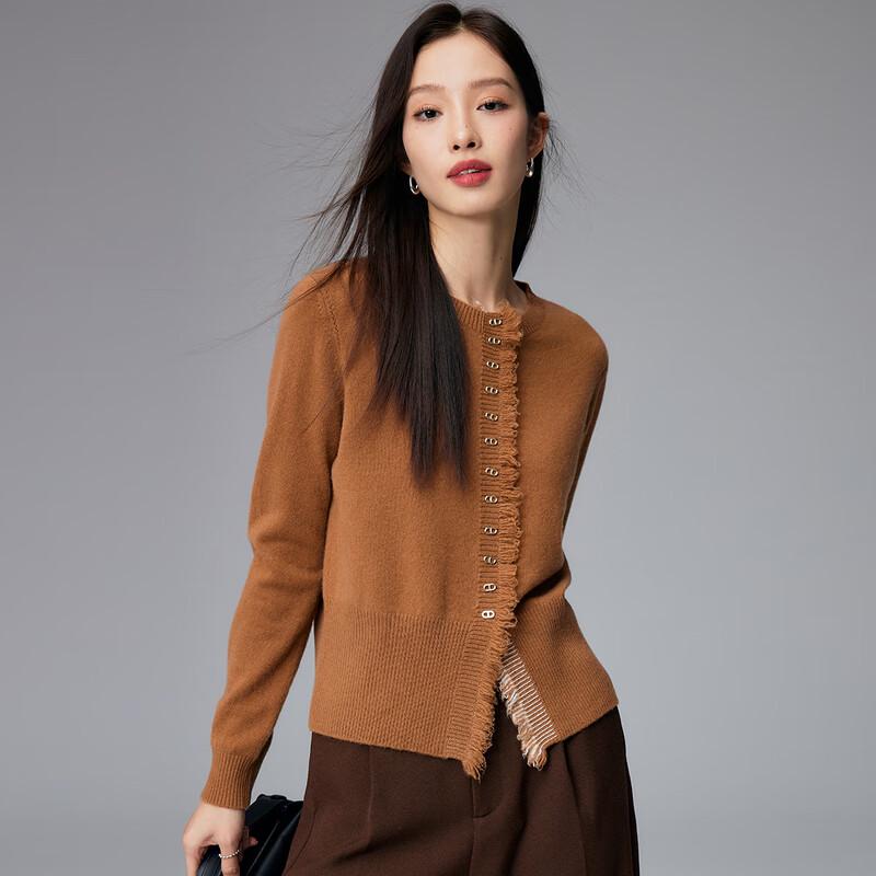 

Paluo Women s 100% Cashmere Round Neck Cardigan Sweater XL