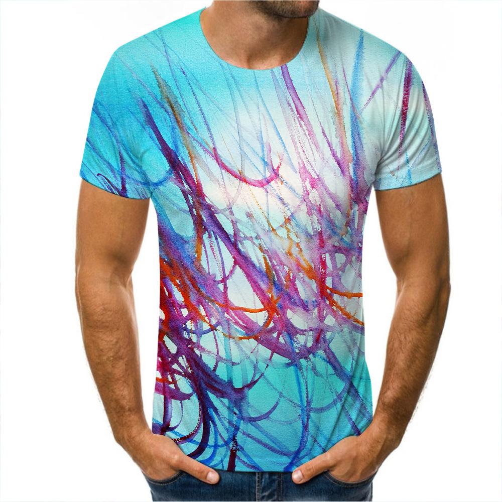 Graffiti-Malerei, Farbverlauf, 3D-Digitaldruck, trendiges Herren-T-Shirt, Rundhalsausschnitt, kurzärmeliges Oberteil