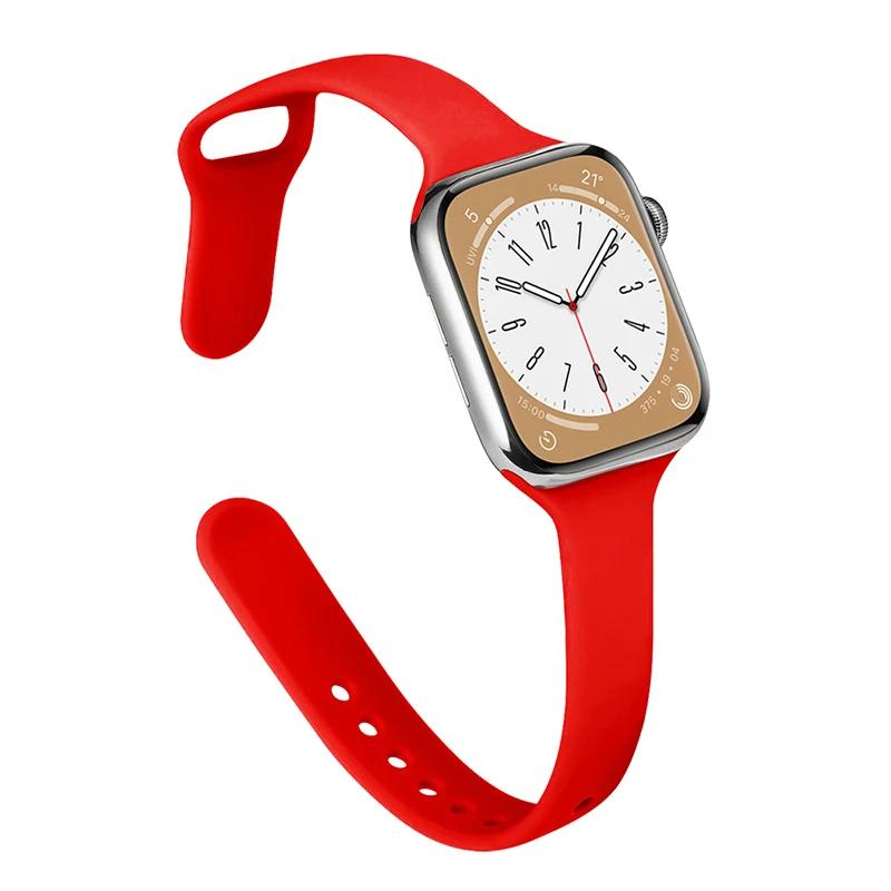 Slim Strap for Apple Watch Band 44mm 40mm 38mm 42mm Ultra 49mm Silicone Bracelet Correa iWatch Series 6 Se 5 4 3 7 8 45mm 41mm