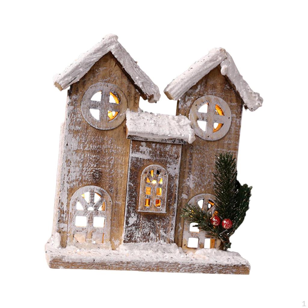 Christmas Decoration Snow Village House with Warm LED Lights Ornament for Party