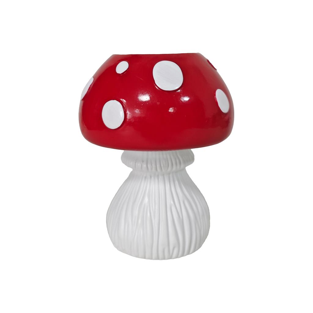 1 Cute Red and White Polka Dot Mushroom-Shaped Ornament, Dual-Purpose as a Pen Holder and Vase, Desktop Storage Decoration, Cute Home Decor Item