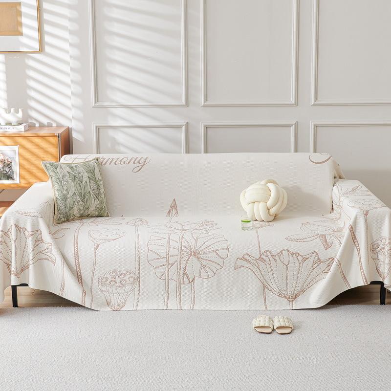 Summer Lotus Sofa Cover Icy Cold Towel L Shape Non Slip Anti Scratch Cooling Universal Chair Couch Slipcover One Piece