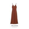 Jnleaog Autumn New Women's Clothing Fashion Style Silk Satin Texture V-neck Sling Dress 4772333