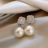 Accessible Luxury Fancy Elegant Double Layer Zircon Pearl Stud Earrings Women's Earrings 2025 New Arrival Best Selling