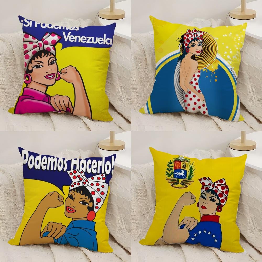 AAesthetic Art Venezuela Cushion Cover Silky Short Plush DoubleSided Printed Pillow Case for Sofa All Seasons Home Decor Gift