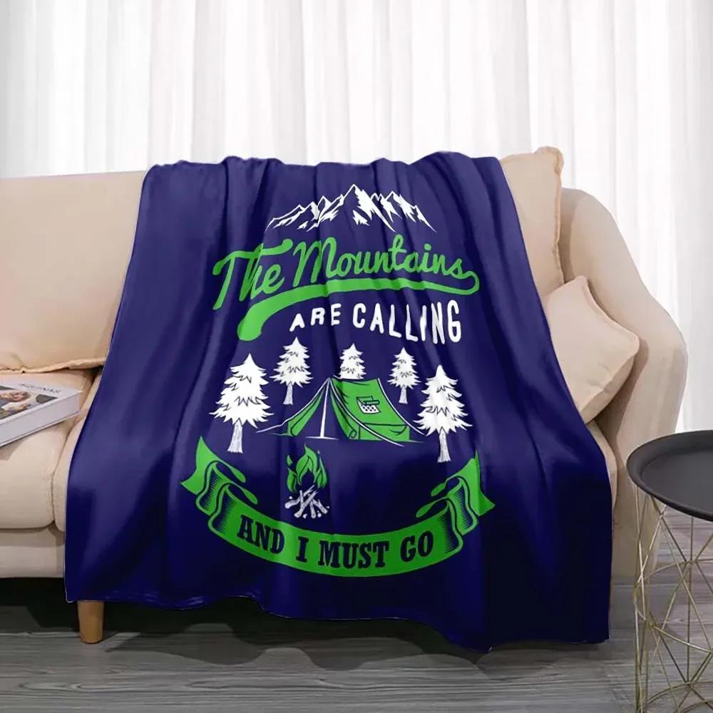 Fashionable Blanket Summer Happy Camper Camping Throw Bed Sofa Office Air Conditioning Soft Leisure Travel Customizable Throw