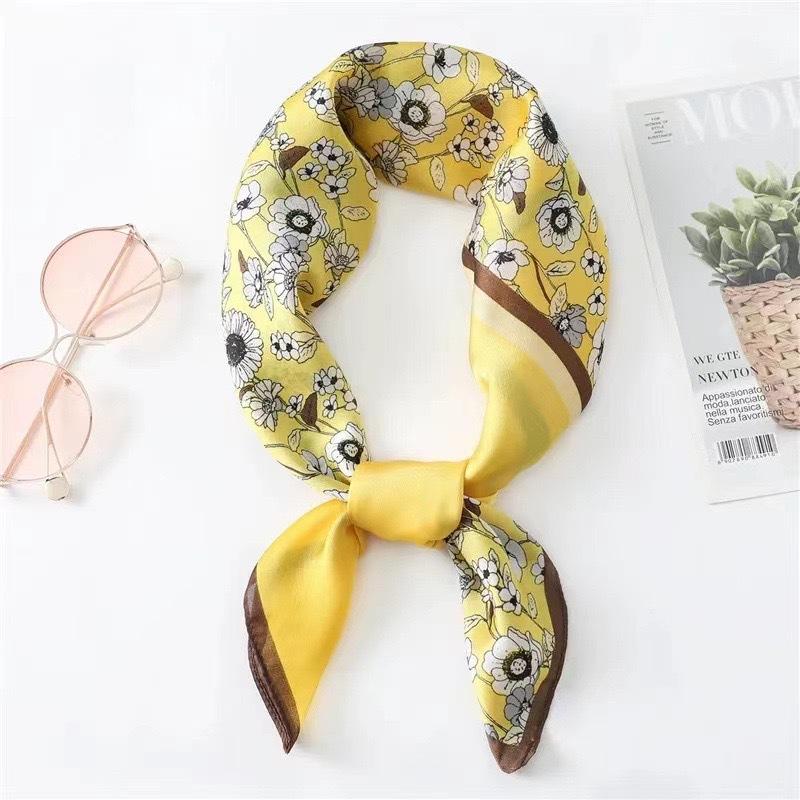 Luxury Satin Print Silk Scarf Square Women Streamer Neck Scarves Wrap Head Kerchief Beach Hair Band For Woman Bandana Summer