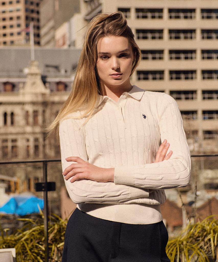 USPOLOASSN Classic Collar Knit_Oatmeal
