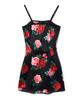 YOUHEE Satin Flower Pattern Dress Black