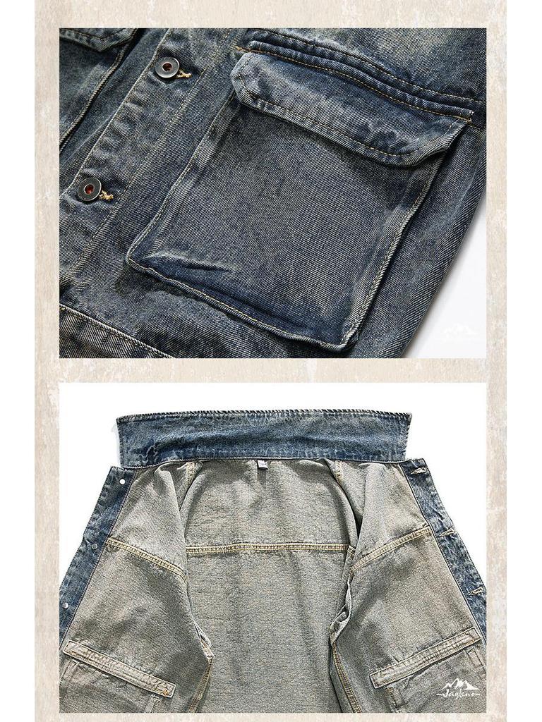 Men's Autumn 2024 Vintage Denim Workwear Jacket - Classic, Cool, Tough Style