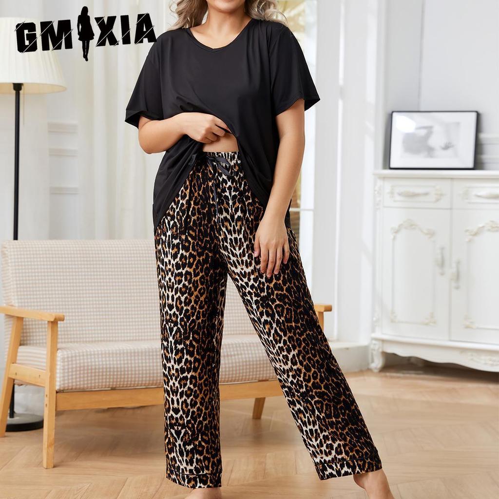 GMXIA Große Größe Pyjama Damen Frühling und Herbst Hausanzug Kann draußen getragen werden