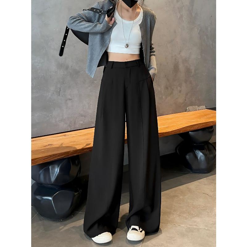 Ai Xuan, white suit wide-leg pants women's loose early autumn versatile black high-waisted casual straight-leg pants