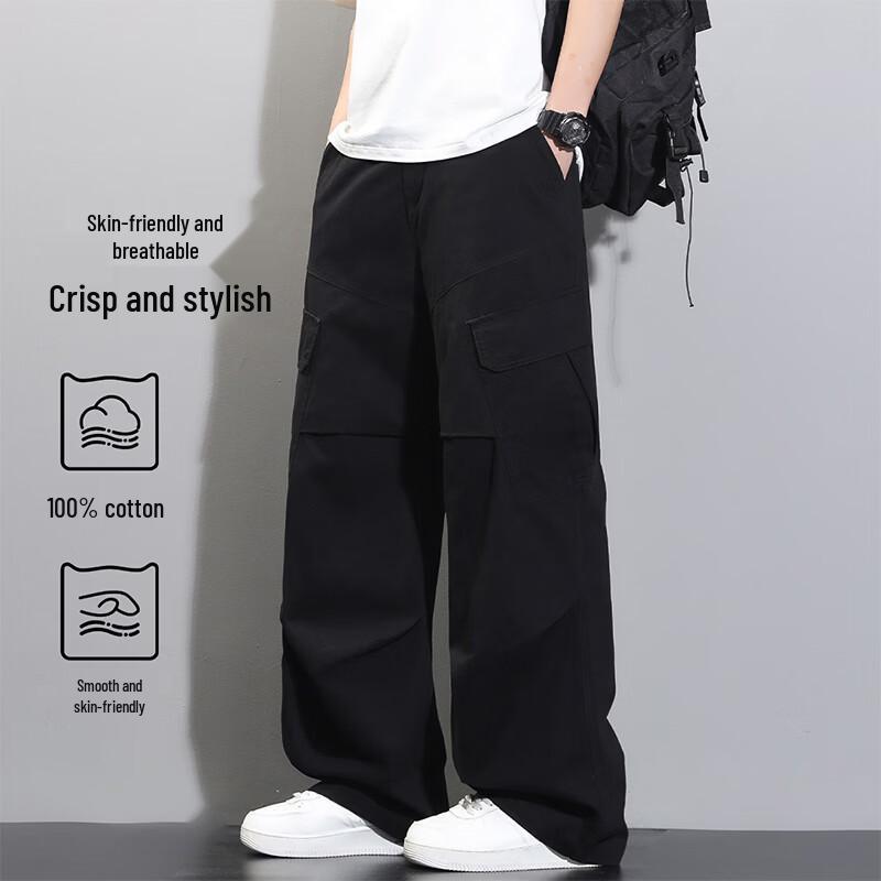 VUUG Men s Cotton Wide-Leg Cargo Pants M