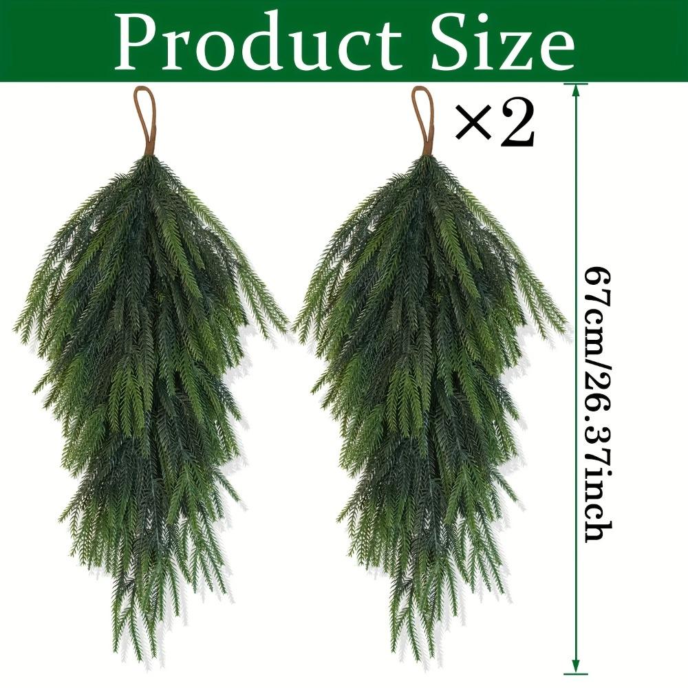 

Искусственная каплевидная еловая гирлянда для декора двери - Каплевидный венок цвета норфолкской зелени подходит для наружного рождественского украшения на дверях 2pcs