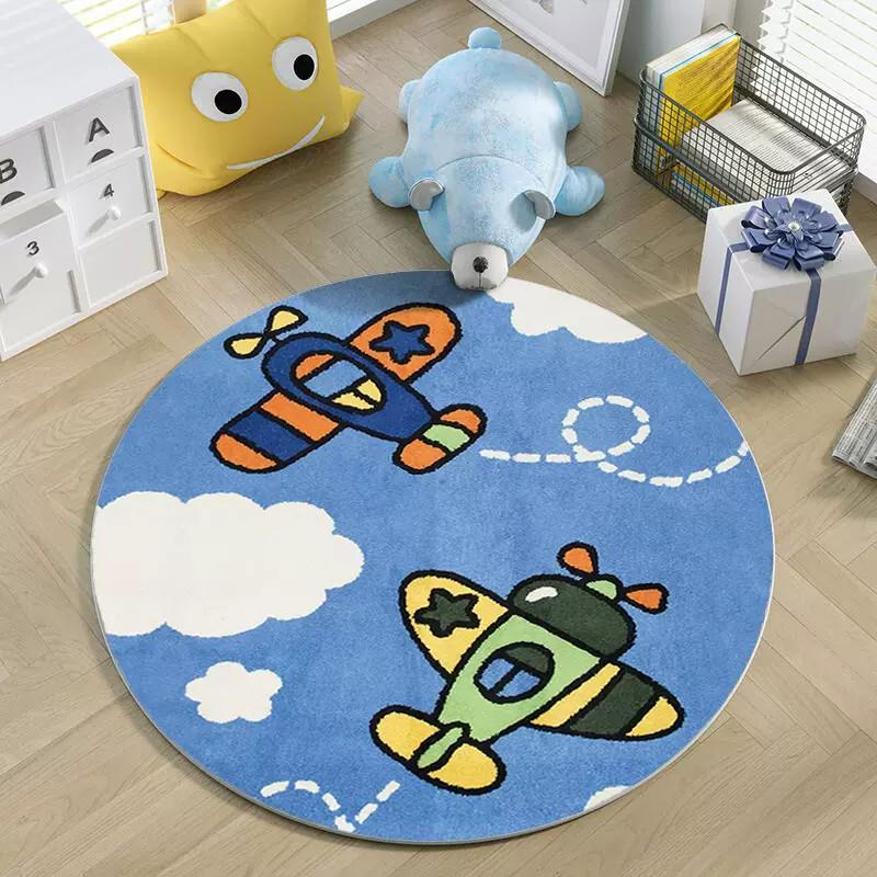Round Cartoon Plush Carpets Cute Children's Room Decoration Rug Large Area Living Room Rugs Bedroom Bedside Carpet Washable Mats