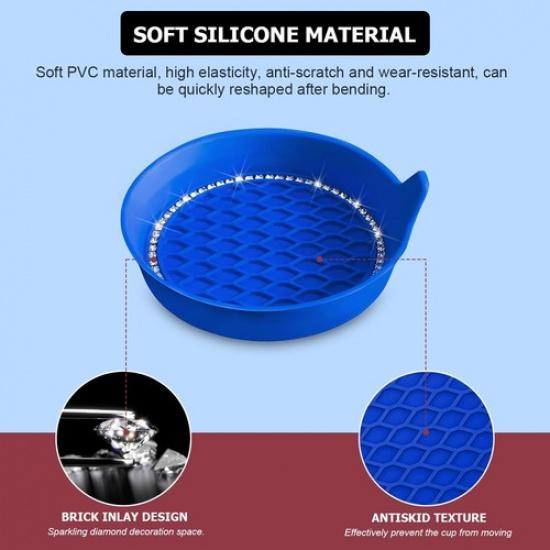 Car Cup Holder Coaster, 4 Pack Universal Ert Coasters with Rhinest Blue