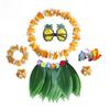 Festive Party Atmosphere Hawaiian Wreath Grass Skirt Dance Dress Up Accessories Set Festive Event Colorful Flower Wreath Props