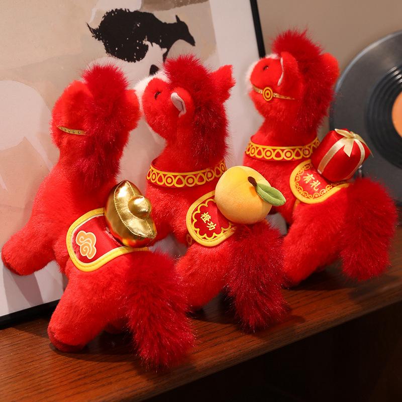 Red Lucky Horse Plush Toy New Year Mascot Horse Plush Toys Chinatown Boutique Horse Year Decor Festival Gift
