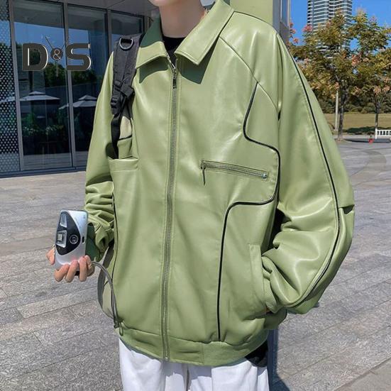 Pánská bunda Klopa s dlouhým rukávem Bunda z umělé kůže s více kapsami Zapínání na zip Vodotěsný, větruodolný teplý kabát