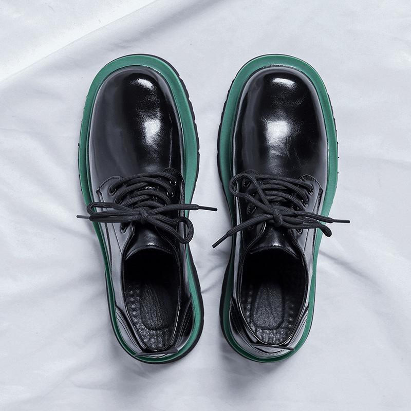 

Большие кожаные туфли мужские, высокие, корейская версия, нишевые черные мокасины мужские, летние, толстые подошвы, увеличение 3535-R 38 чёрный