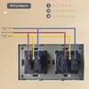 European Standard 16A Wall Socket, Model 157, with Tempered Glass Panel, 250V, Double Socket for Round Box Installation