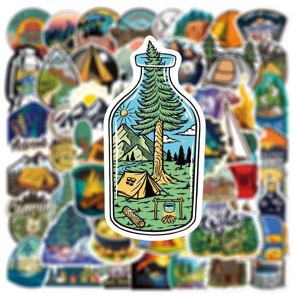 10/30/50pcs Cartoon Outdoor Forest Camping Stickers Travel Beautiful Scenery Decals Suitcase Laptop Notebook Cool Sticker Decor