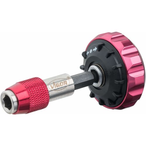 ViGOR V2941 Finger Ratchet, German-Made Mini Ratchet with 5 Operating Angle, 29mm Diameter, 72 Gears, 1/4-Inch Short Ratchet, Forward and Reverse Rot