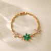 K-Gold plattiert Blume eingelegt Zirkon Damen Elegantes Armband Schmuck