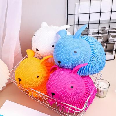 Stress Relief Animal Squeeze Toy Long Hairs Rabbit Dog Cat Sensory Toy Portable Stretchy Animal Shape Stress Ball Decompression Toy
