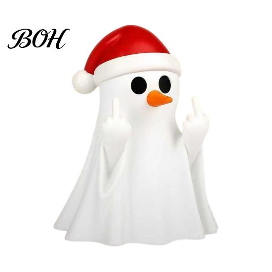 Unique Christmas Gift Ghost Pen Holder with Santa Hat, Funny Desktop Organizer, Creative Storage Cup Halloween Tabletop Statue, Holiday Decor for Home