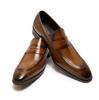 Fashion Classic Big Sizes Men's Penny Loafers Genuine Leather Blue/Brown Handmade Slip-On Business Dress Shoes Male Footwear