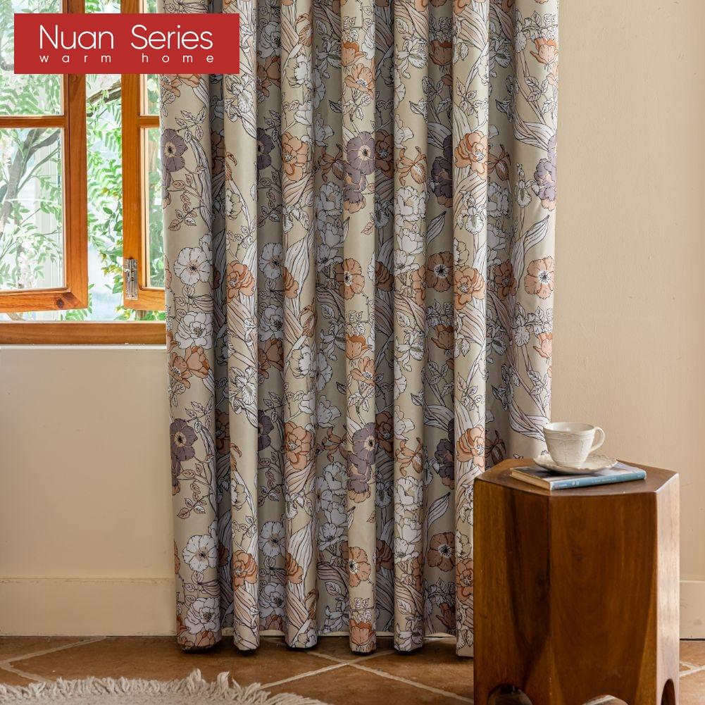 1PC Nuan Series French Romantic Antique Style Curtains with Printed Full Blackout Curtains for Bedroom Living Room Balcony Window for Home Decor