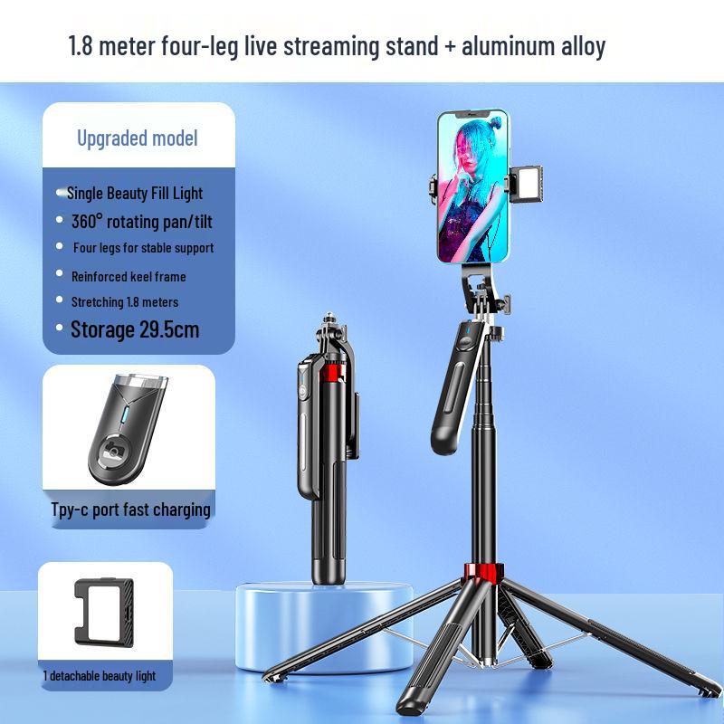 1.8m Anti-Shake Gimbal Selfie Stick Tripod for Mobile: 360° Rotation, Ideal for TikTok Live Streaming and Handheld Shooting.