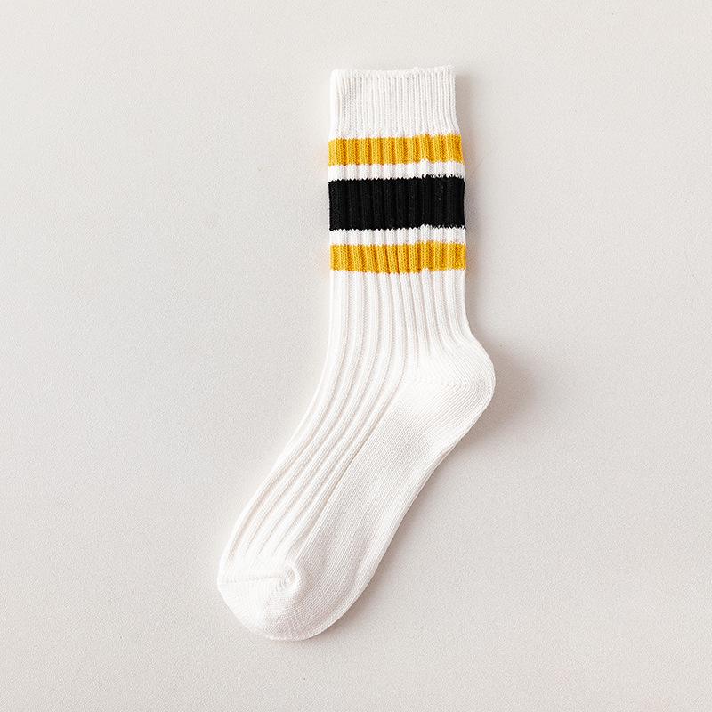 

Шон Юэ Мужские носки до середины икры в стиле ситибой, корейском и японском стиле, в толстую полоску, спортивные, хлопковые One Size