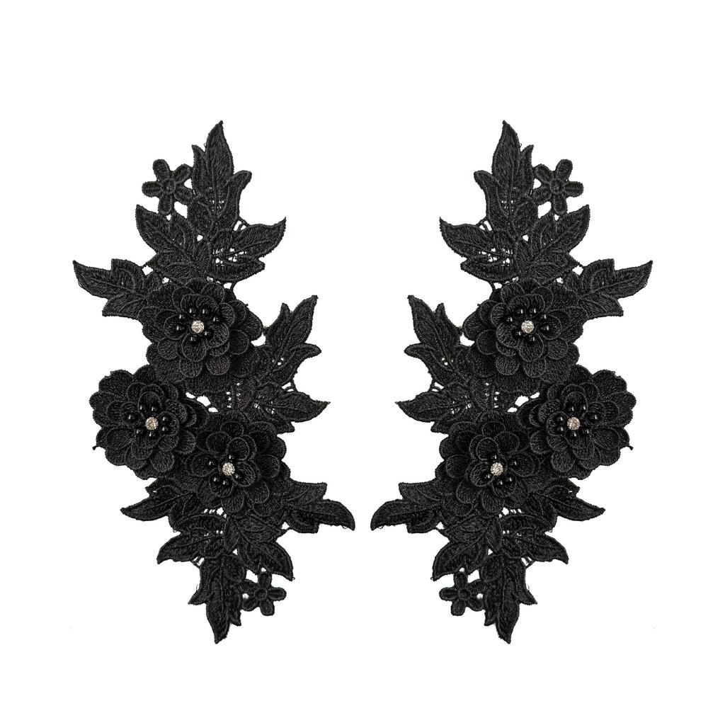 Classical Three-Dimensional Beads, Drills, Solid Color Pair Of Flowers, Embroidery Lace Fabric, Performance Clothes, Dresses, Decorative Accessories