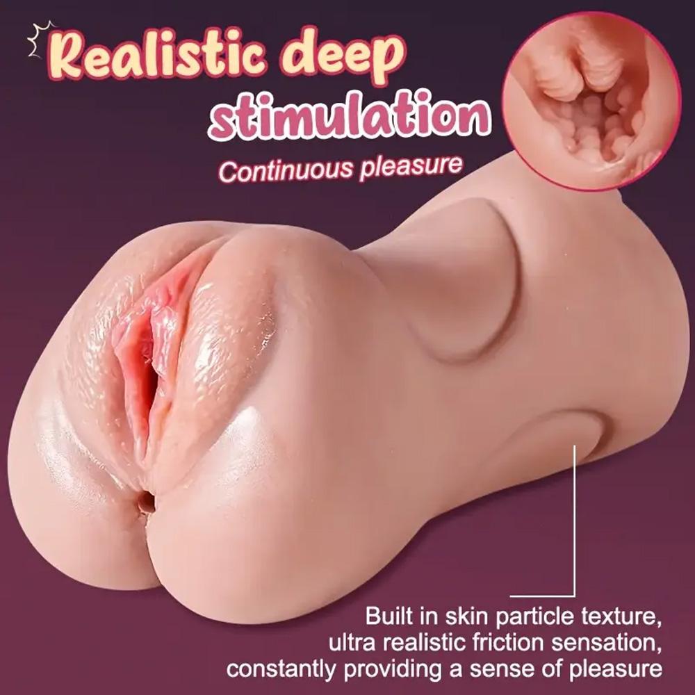 Textured Realistic 3-in-1 Male Masturbator Simulates Oral and Vaginal Hands-Free Men's Masturbation Cup for Intimate Play Waterproof Adult Toys