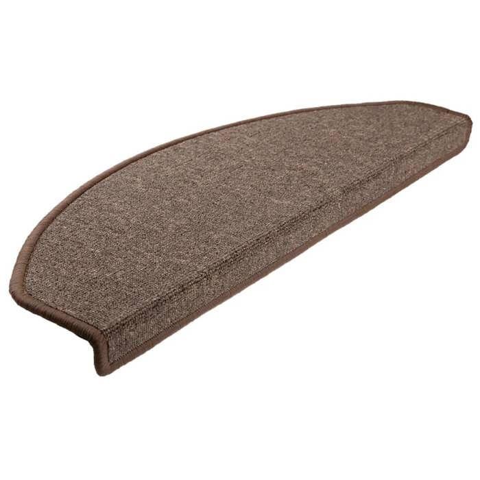 VidaXL Tapis d'escalier 15 pièces 65 x 24 x 4 cm Marron café Demi-rond Grand 133888