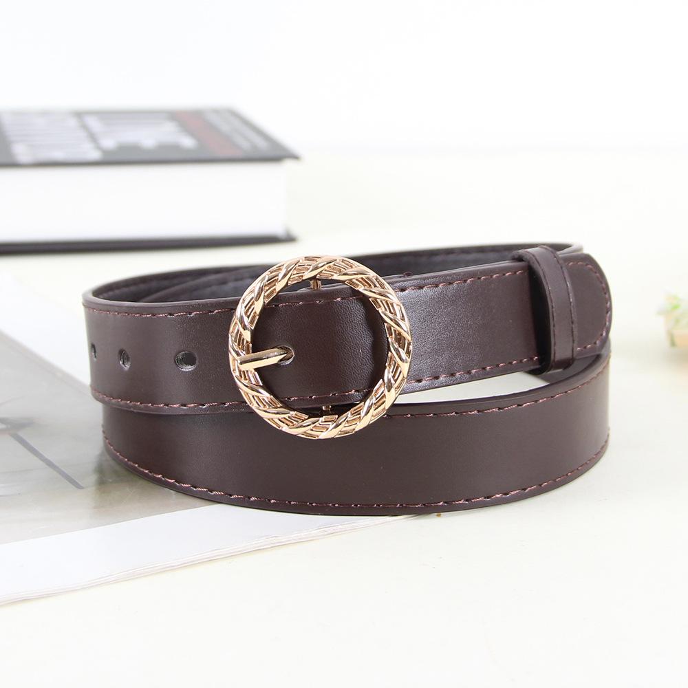 

Belt, Women s Round Buckle Style, Fashionable, Simple, Versatile, Decorative Jeans with Black Belt, Women s