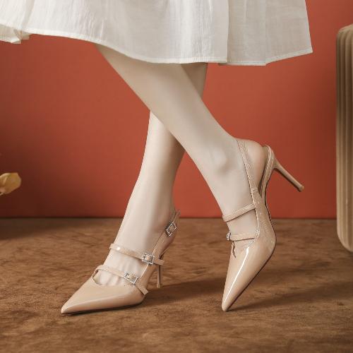 2025 New Sexy Black High Heels Women Vulcanized Shoes Elegant Pointed Toe Slim Heel Comfortable Sandals