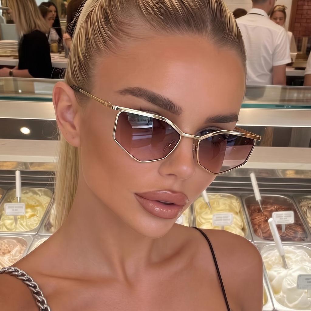 European and American metal retro irregular cat eye trend sunglasses Internet celebrities street shooting fashion personalized sunglasses new glasses