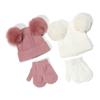 Cappello Invernale a Maglia per Bambini & Guanti Palle Soffici Berretto Antivento Guanti da Ciclismo Copricapo per Bambini Piccoli Abbigliamento Unisex Accessori