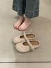 French Evening Wind Retro Lightweight Light Mouth Baotou with Lamb Bread Toe Girl Muller Shoes Wearing Slippers Woman