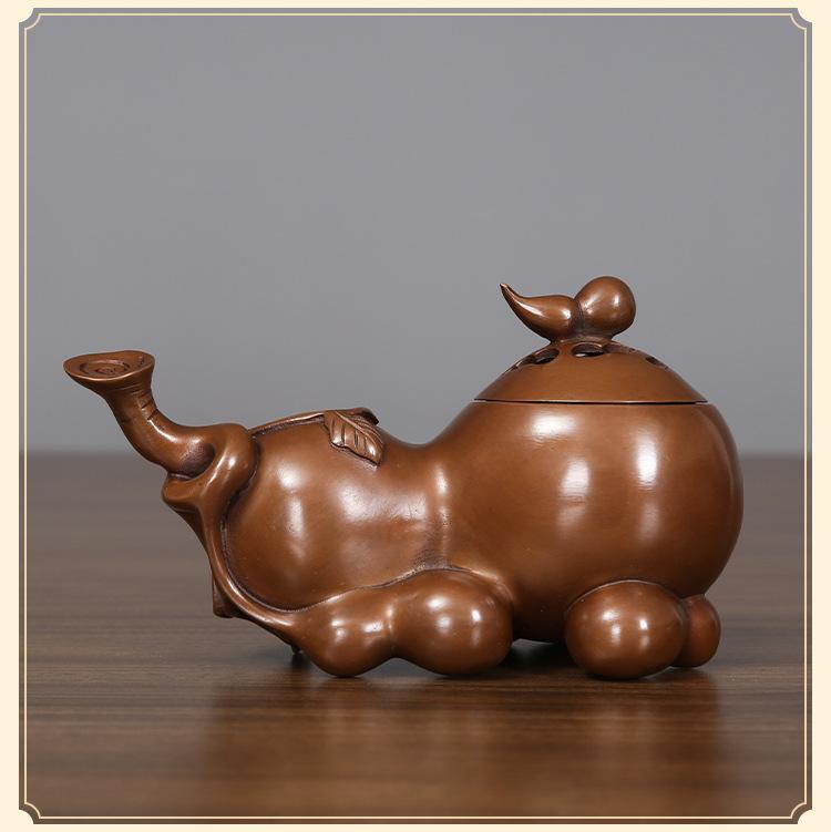 Antique Style Incense Burner Purple Copper Gourd