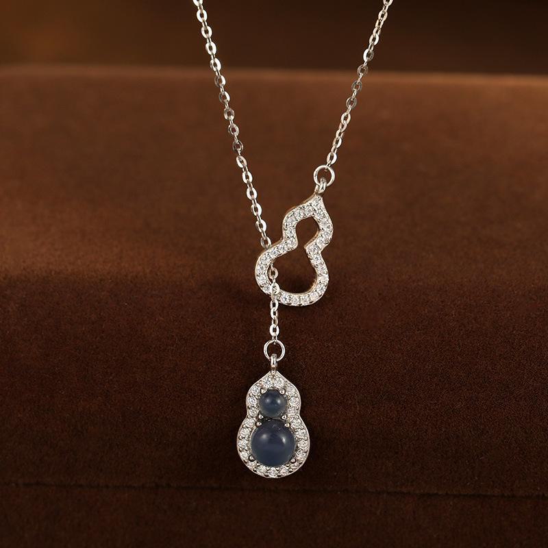Under the Banyan Tree S925 Silver Double Gourd Chinese Necklace - Exquisite Gift for Women