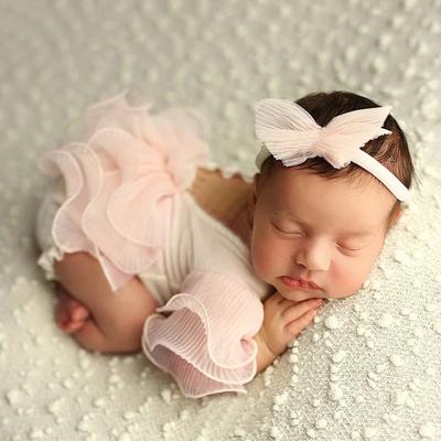 Newborn Day Photography Clothing Baby Bow Dress Photography Clothing Set Baby Handmade Knitwear Growth Souvenir